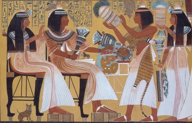 Ipuy und seine Frau erhalten Opfergaben von ihren Kindern, ca. 1279-1213 v. Chr.